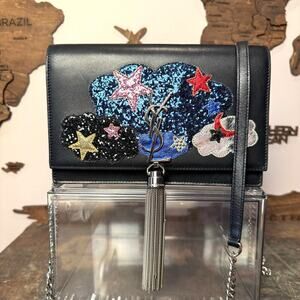 YSL Saint Laurent Moon and Stars Patchwork Tassel Leather Kate WOC Bag Authentic